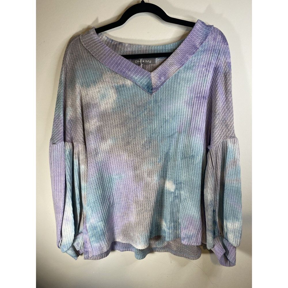 Pixi + Ivy Tie‎ Dye Longsleeve Shirt Purple Blue Size Small Oversized